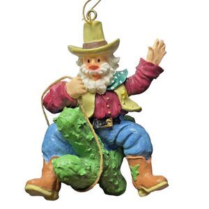 Cowboy‎ Rodeo Santa Claus Cactus Christmas Tree Ornament 3 1/2 Inches Tall